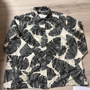 Herschel Supply Co. Voyage Coach Jacket Shirt Palm Leaves Print Mens Size Large